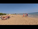 Calm Waves and Golden Sand - Beach Walk / Water Slides | 4K Tour