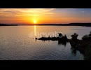 Sunset over the river. Sunset along the banks of the river