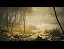 Misty Forest Landscape with Serene Water Reflections at Dawn