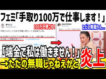 フェミ「私は手取り100万以下の仕事をお断りしてます！」→X民「私はニートだけで伝わりますw」