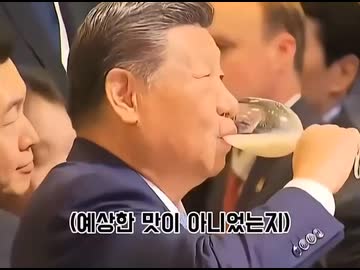 ホモと見る韓国の伝統的な酒を不味そうに飲む習近平