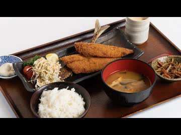 【コラボメニュー出します】最高のアジフライ定食を食べる、先輩のしもべ。
