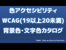 【情報教材】WCAG色アクセシビリティの背景色と文字色一覧(19以上20未満)