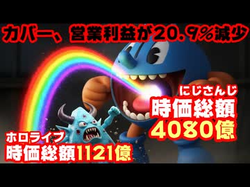 ホロライブ運営、糞決算で株価暴落！にじさんじ運営との時価総額の差が約4倍になってしまう【ホロライブ/カバー株式会社/VTuber】