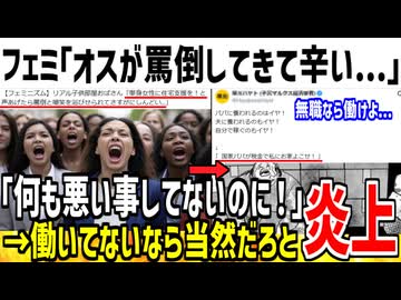 【悲報】フェミ「声上げるだけで馬鹿にされて辛い！日本終わってる！」→働いてない事がバレて自滅した模様...