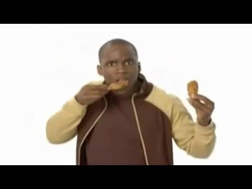 陽気な黒人がフライドチキンでENDLESS DANCE
