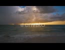 Sunset Landscape of Sea Water Waves Crushing on Sandy Beach Beautiful Seascape in Evening