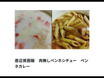 底辺貧困飯　肉無しペンネシチュー　ペンネカレー