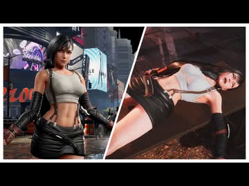 ストリートファイトで敗北するティファ