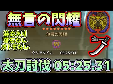 [カウンター○スキル✕]  無言の閃耀 05:25.31 太刀討伐 歴戦王レダウ