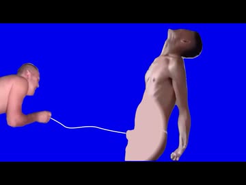 糸で引っ張られるアキラBB