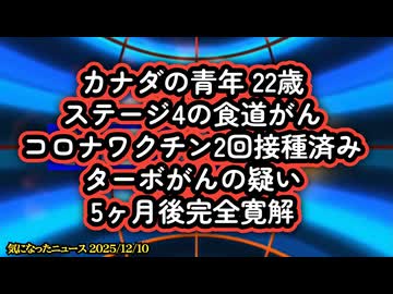 【ウイリアム・マキス博士】◆カナダの青年 22歳 ステージ4の食道がん コロナワクチン2回接種 ターボがんの疑い 5ヶ月後完全寛解した治療法【がん治療】
