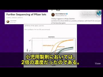 子供用のコロナワクチンに、驚くべき事実が見つかる‼️　プラスミドDNAの再解析で、 発癌性の関連が指摘されてきた「SV40プロモーター」が、大人用の”2倍量”、子供用ワクチンに入っていた事が判明‼️
