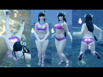 【MHR:SB リョナ】ヒノエミノトロング(接写版) 菫&桃水着 麻痺 密林夜