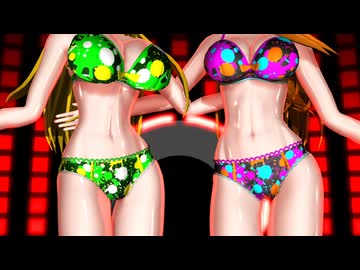 腰振りデュオダンスする双子のオネエサン