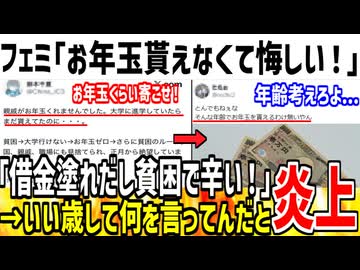 フェミ「正月なのにお年玉貰えないの終わってる！」→自分の年齢考えろよと論破されてしまう...