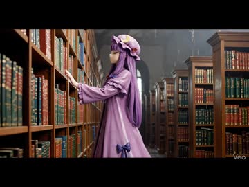 習作：図書館で本を探すパチュリーのAI動画
