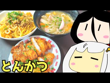 #213 とんかつ＋そぼろまぜそば＋豚汁　ゆっくりヘイホー