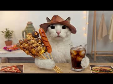 ホモと見る大食い系youtuberと化した猫
