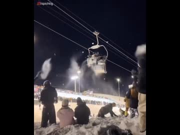 ホモと見る故障したリフトに雪玉を投げる陽キャ