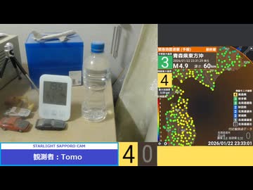 【緊急地震速報(予報)】2026年1月22日 23:31 青森県東方沖 M5.3 最大震度3 観測地震度0【地震観測】