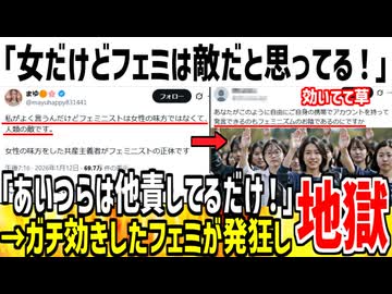 一般女性「ツイフェミは女から見ても人類の敵だ！」→事実を言われたフェミが発狂してしまう...