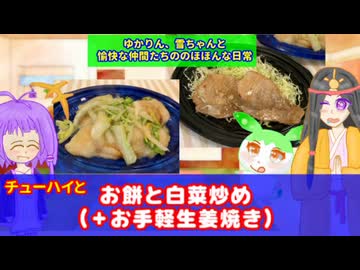 【追走したくなる料理動画祭】ゆかりん、雪ちゃんと愉快な仲間たちの、のほほんな日常　チューハイと餅はくさい＋お手軽生姜焼き