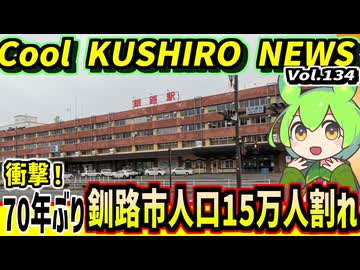 【衝撃！釧路市人口１５万人割れ】Cool　KUSHIRO　NEWS　Vo.134【釧路ニュースVOICEVOXずんだもん解説】