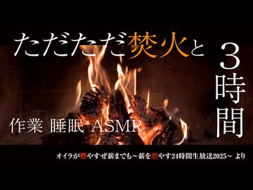 【薪燃え】ただただ焚火と3時間【ASMR】【睡眠用】【作業用】