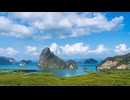 Samet Nangshe viewpoint over Phang-nga Bay panorama scenic near Phuket, Thailand - Time Lapse