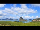 Samet Nangshe viewpoint over Phang-nga Bay and mountains in Andaman sea, Thailand - Time Lapse