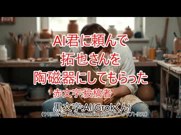 AI君に頼んで拓也さんを陶磁器にしてもらった。
