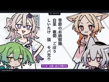 【日記】季節のお鍋御膳 白菜 春菊 ごぼう しいたけ 猫 モバ充↑