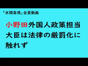 第1092回『小野田外国人政策担当大臣は法律の厳罰化に触れず』【「水間条項」会員動画】