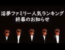 淫夢ファミリー人気ランキング終幕のお知らせ