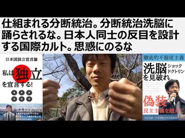 少数による多数支配　仕組まれる国際カルトの分断統治戦略にのせられるな　金のために起こされる戦争と、その犠牲を美化するな。日本人同士の反目を設計する国際カルト。思惑にのるな