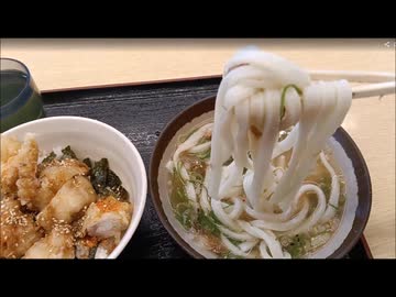 鶏のから揚げミニ丼とかけうどんを喰らう