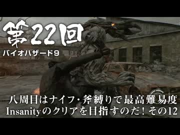 【バイオハザード９】＃22 八周目はナイフ・斧縛りで最高難易度Insanityのクリアを目指すのだ！その１２【バイオハザードレクイエム】（ジェットカット版）