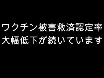 ワクチン被害救済認定率　大幅低下が続いています