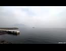 ある日の「フェリー第八おおすみ」（薄曇り＋PM2.5で風景が白い週末の鴨池港沖）