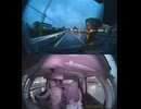 雨天・雨の日でスリップし易くて危険な夜なのに、前を走るミニバンとの車間距離を思いっきり詰めて煽り運転する頭のおかしな赤い軽自動車〔ホンダのNBOX〕
