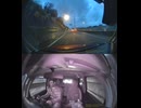 大雨の日に、自動車が時速70キロでかっ飛ばすような場所を、この自転車だけが走っていた。マジで危ない！下の別の道を通れよ
