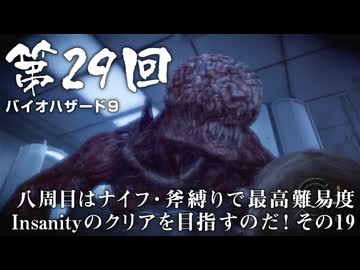 【バイオハザード９】＃29 八周目はナイフ・斧縛りで最高難易度Insanityのクリアを目指すのだ！その１９【バイオハザードレクイエム】（ジェットカット版）