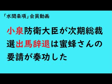 第1109回『小泉防衛大臣が次期総裁選出馬辞退は蜜蜂さんの要請が奏功した』【「水間条項」会員動画】