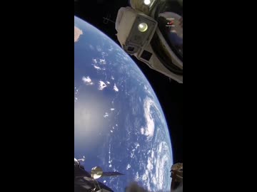 ホモと見るNASAのライブ配信中にカメラの前を通過した鳥