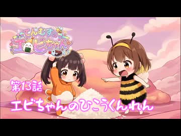 【第13話】こんどはエビちゃんがそらをとぶ⁉️ブブきょうかんのひこうくんれん⭐てんむすのエビちゃん