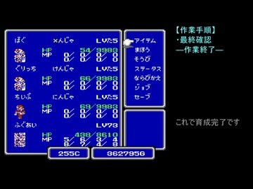 【FC版FF3】バグ利用キャラ育成作業７（終）　最後の仕上げ
