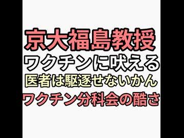 京大福島教授ブチギレ　医者は駆逐せないかん　ワクチン分科会が常軌を逸している　こんなんに騙されてあわれすぎる
