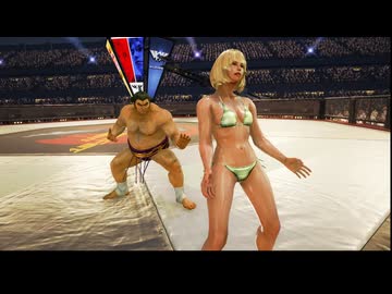 【リョナ】T7 クロエ　ビキニ姿で相撲対決【AIコメ機能テスト動画】