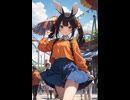 ウサギの女の子「メイベルちゃん」のAIイラスト　※遊園地にいるバージョン